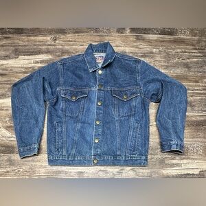 Vintage Diamond Double U Denim Trucker Jacket Dark Wash Small GUC
